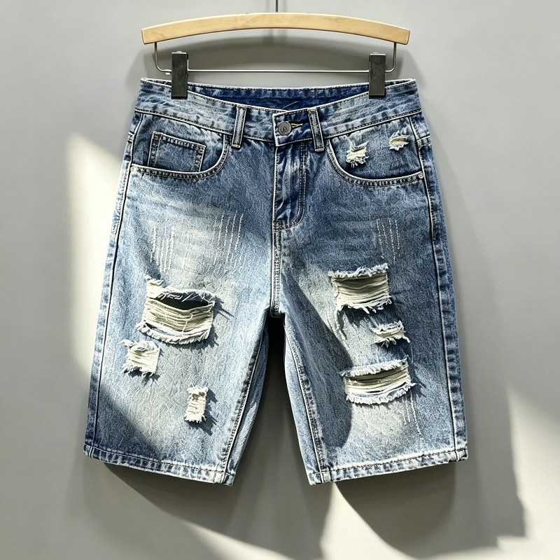 Men Korean Style Distressed De - Shorts Denim Frayed review and price