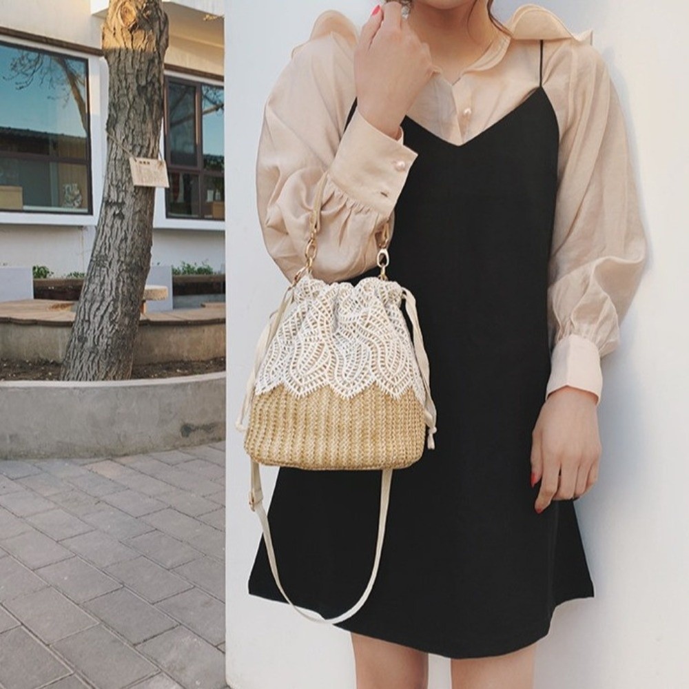 Vintage Lace Straw Shoulder Ba - Tote Bag Beach review and price