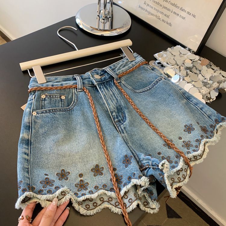 Breathable Vintage Denim Short - Shorts Denim Frayed review and price